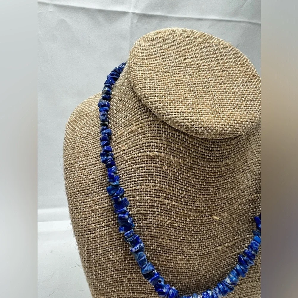 Vintage Necklace, Uncut Lapis Lazuli Necklace